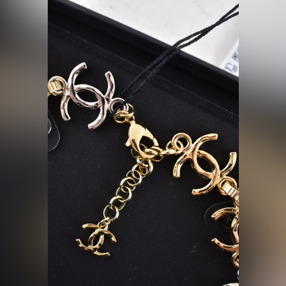 Chanel 26P Gold Silver Mixed Metal CC Logo Chain Link Cuban Choker Necklace - Picture 15 of 15